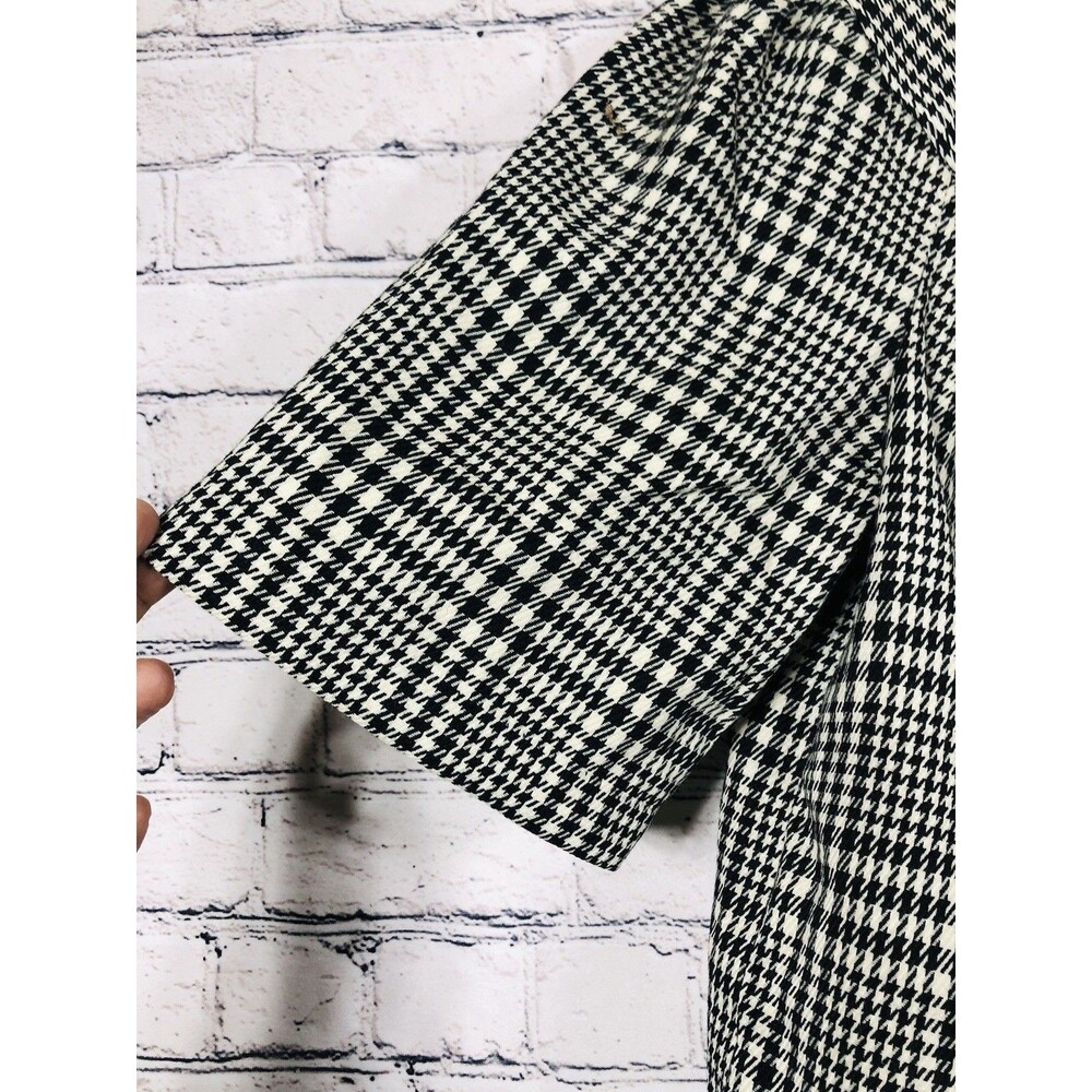 Signature Robbie Bee Women's Houndstooth Plaid Top Single Button B&W 14W - Picture 4 of 6